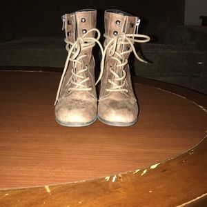 Lace up combat bootie